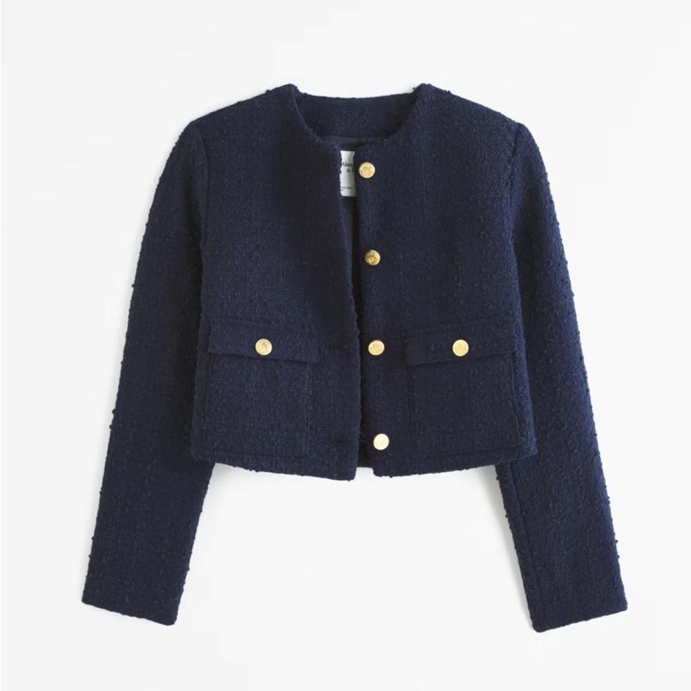 Collarless Tweed Jacket